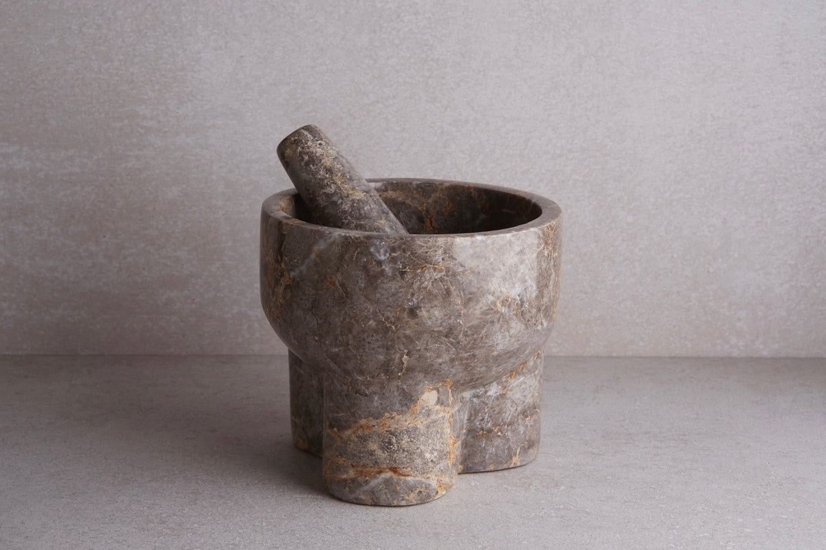 Sagler mortar and pestle set Marble Grey 3.75 inches diameter – sagler