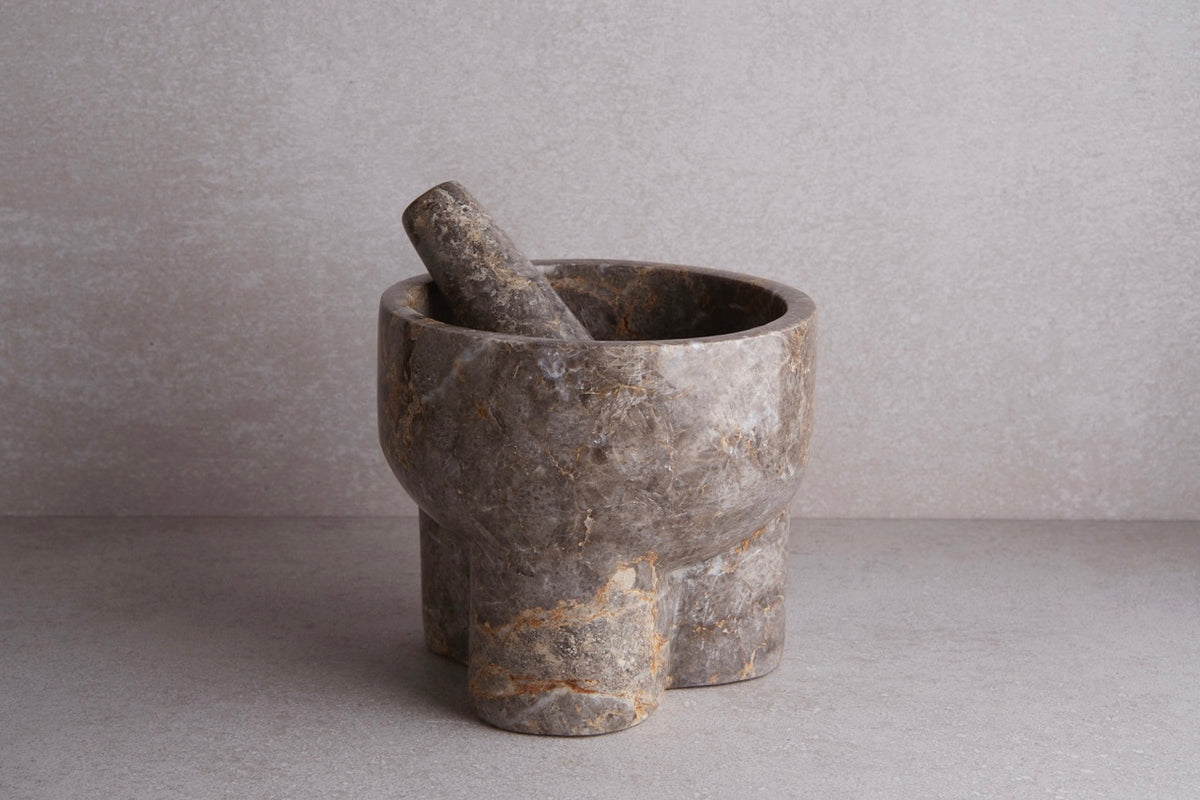 Sagler Mortar And Pestle Set Marble Grey 3.75 Inches Diameter